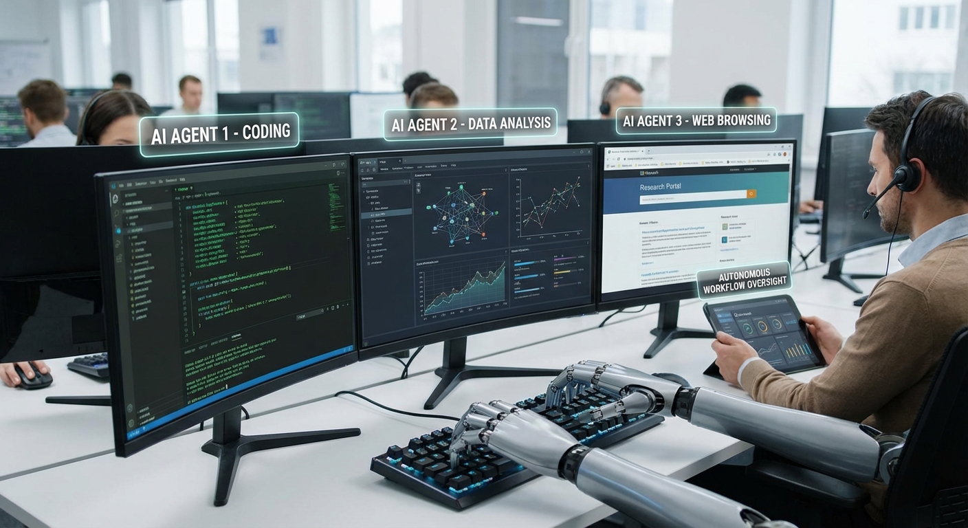 Automated workflow diagram representing the rise of AI agents across industries