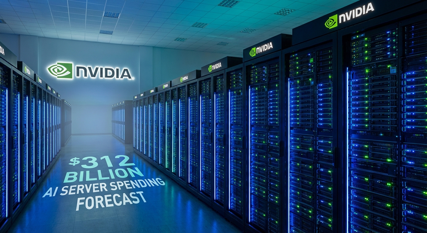 Data center infrastructure representing AI server spending growth