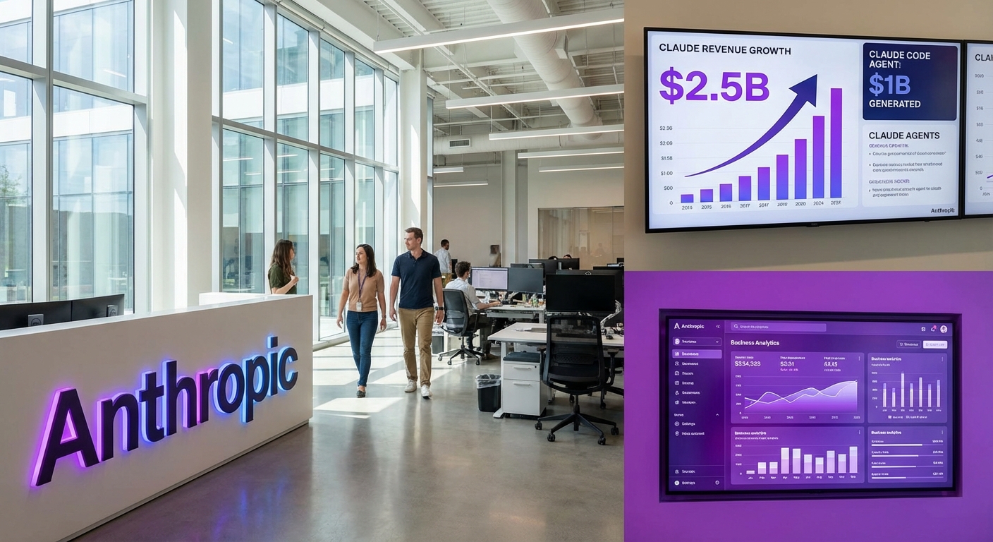 Business analytics dashboard showing revenue growth representing Anthropic's trajectory