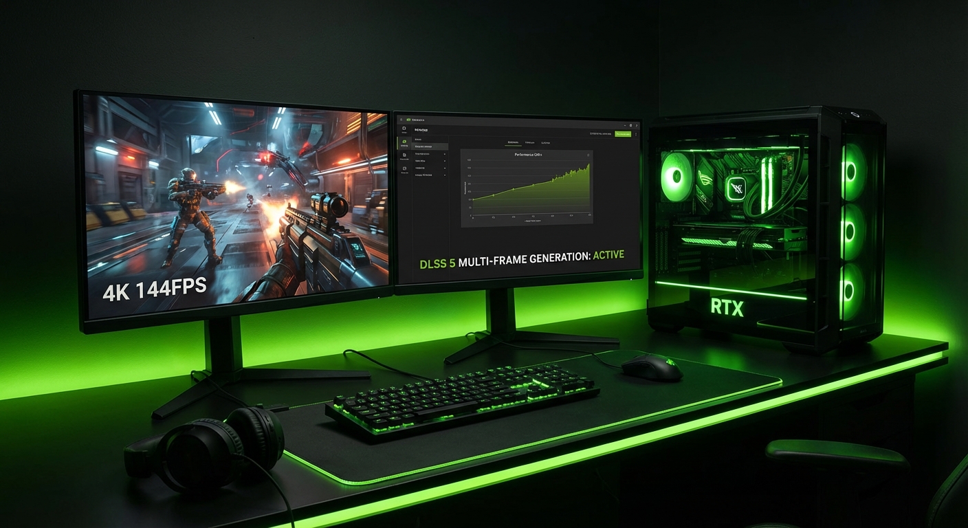 High-performance gaming PC setup with dual monitors