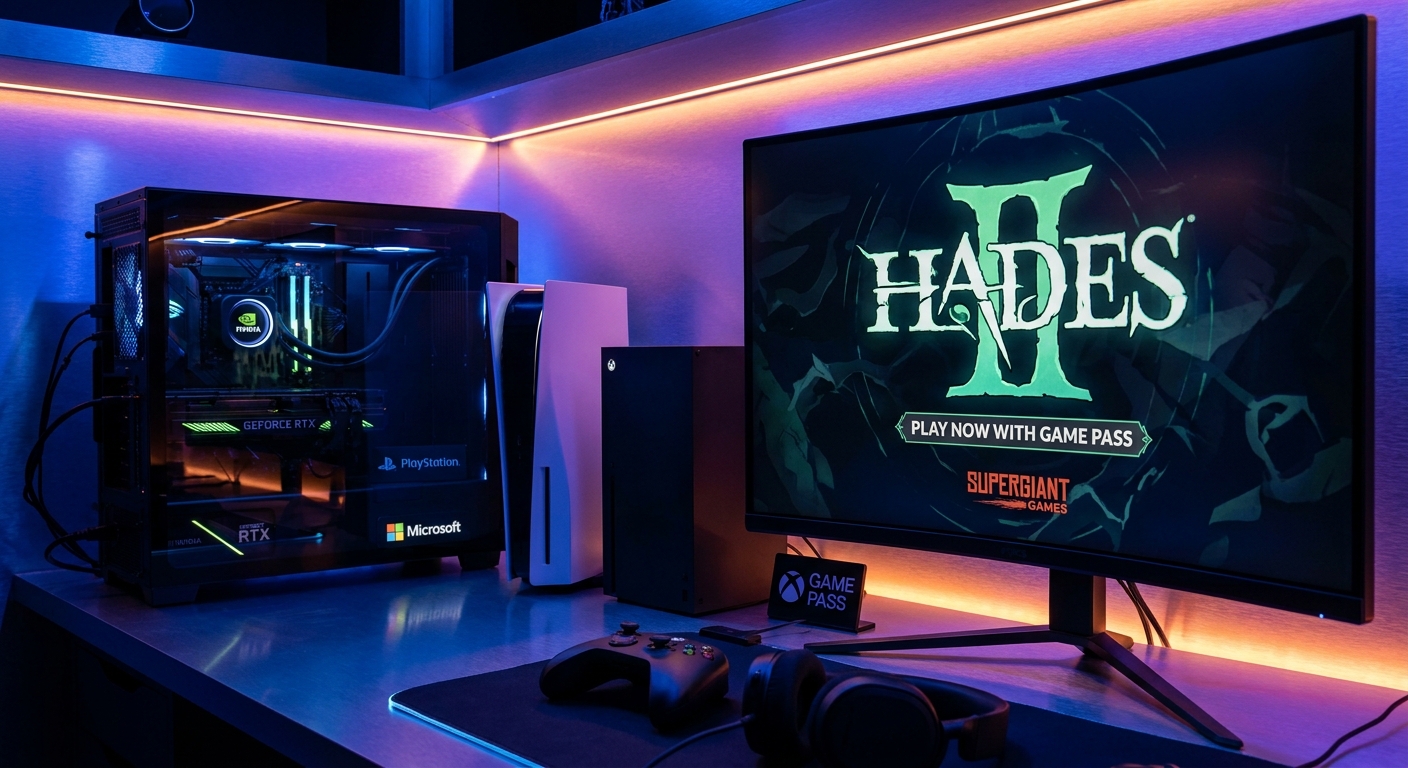 Fantasy underworld roguelike game environment with glowing magical weapons and mythological setting rendered in stylized art