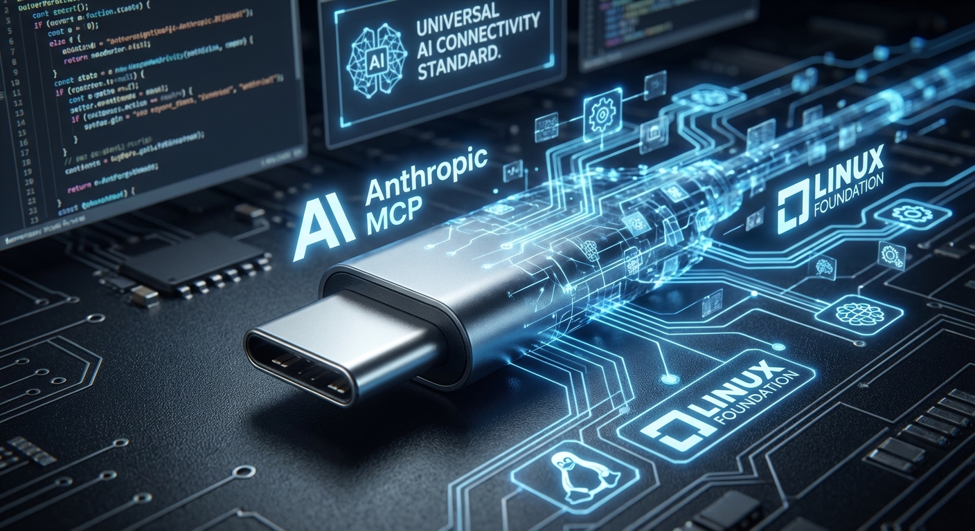 Interconnected network cables and ports representing the MCP universal protocol standard