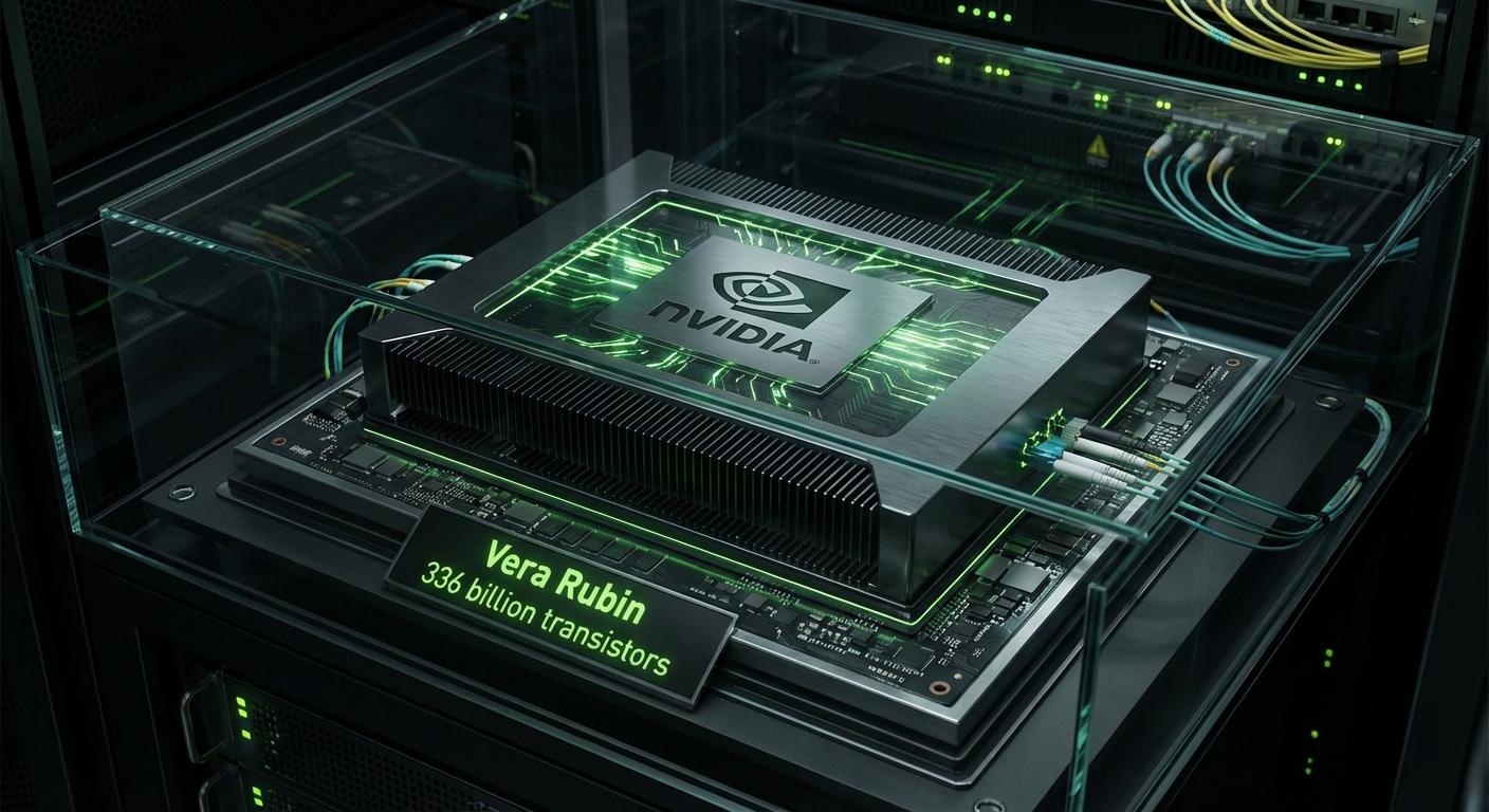 AI chip visualization representing NVIDIA Vera Rubin GPU platform