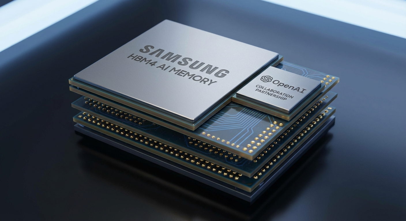 AI chip memory stack representing Samsung HBM4 for OpenAI Titan