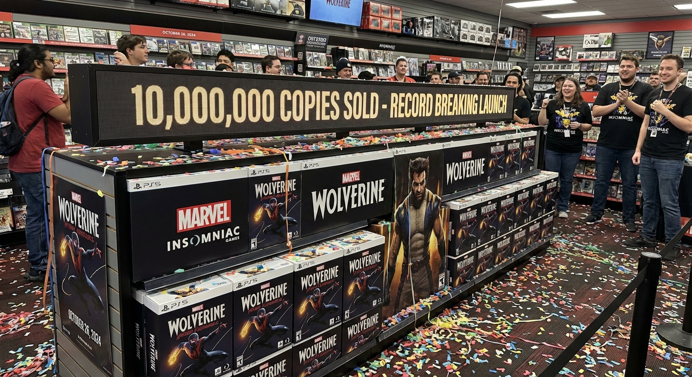 Gaming controller with dramatic lighting representing Marvel's Wolverine record-breaking sales