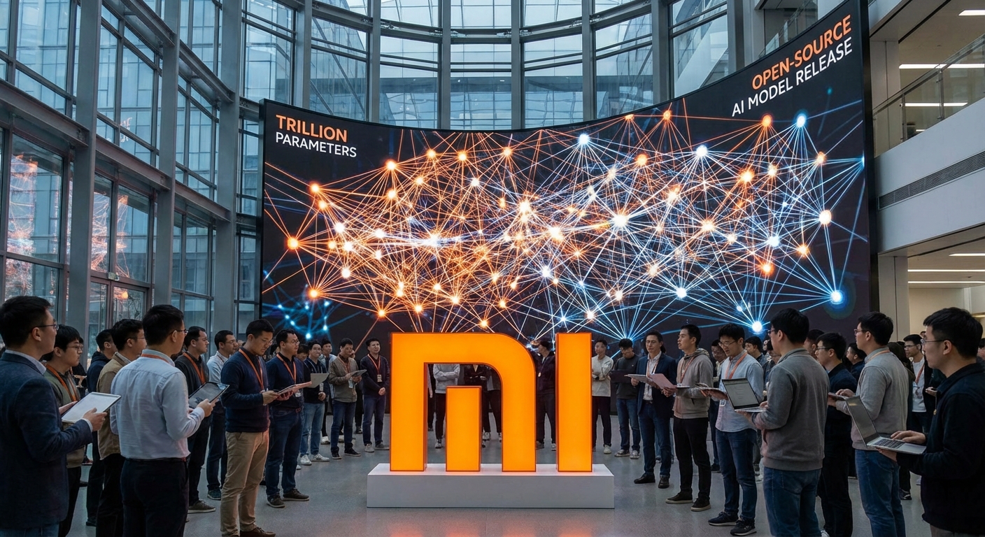 Open source code on screen representing Xiaomi's open-source AI model release